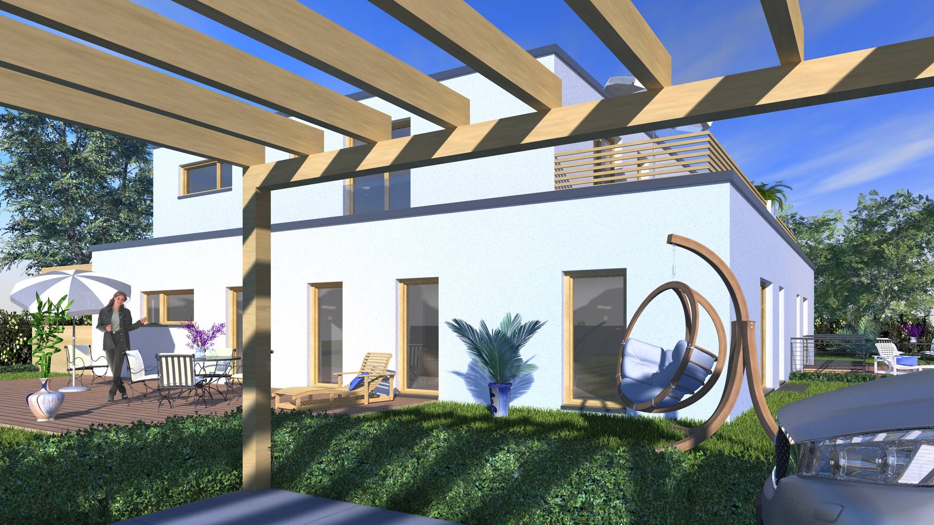 Visualisierung Baukörper Carports