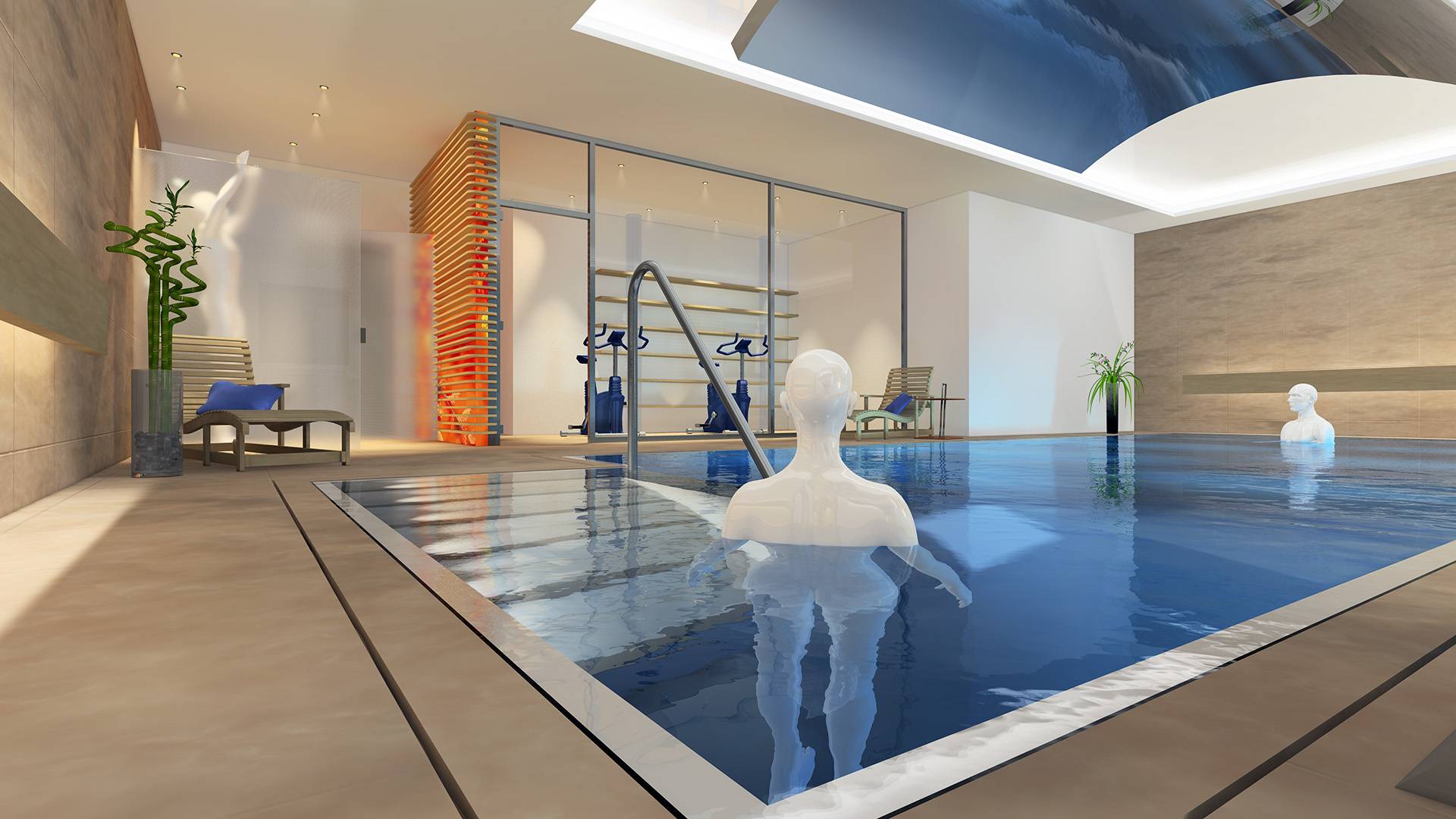 Visualisierung Poolbereich Lichtplanung