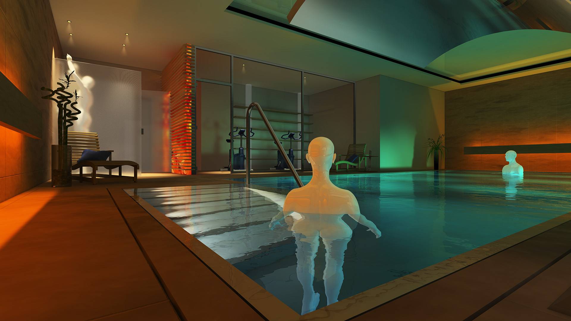 Visualisierung Poolbereich Lichtplanung